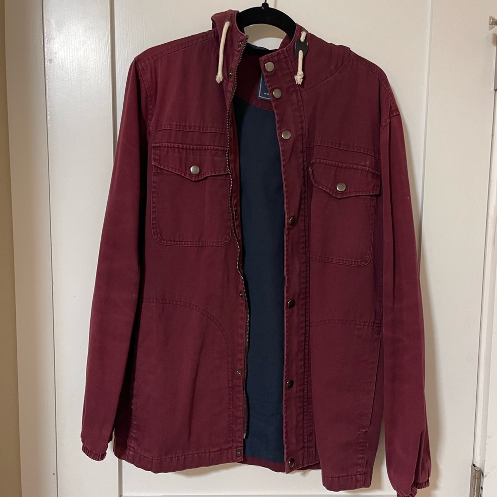 Topman Burgundy Hooded Jacket